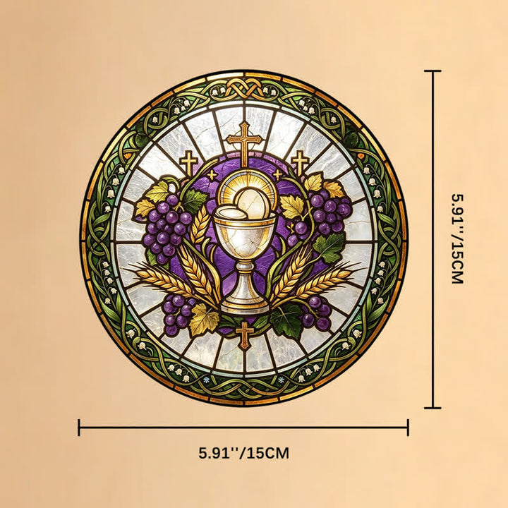 Christianartworkshop Radiant Holy Chalice Stained Glass Suncatcher: Emblem of Pure Heavenly Grace - 5.91''*5.91''*0.14''/15*15*0.35cm - image 7