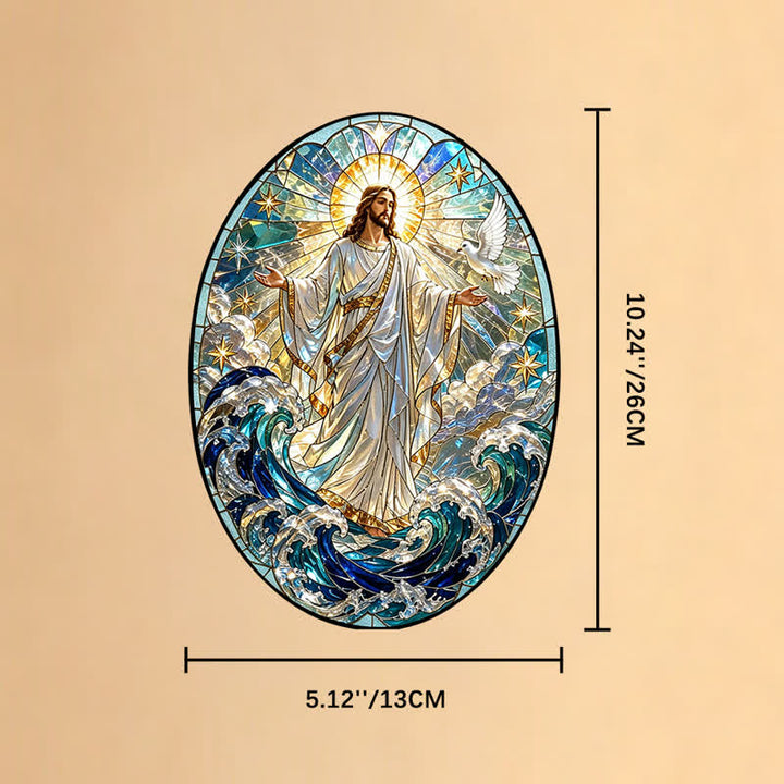 Christianartworkshop Decorative Hanging Jesus Sacred Glass Suncatcher: Carrier of Quiet Devotion - Jesus - image 7