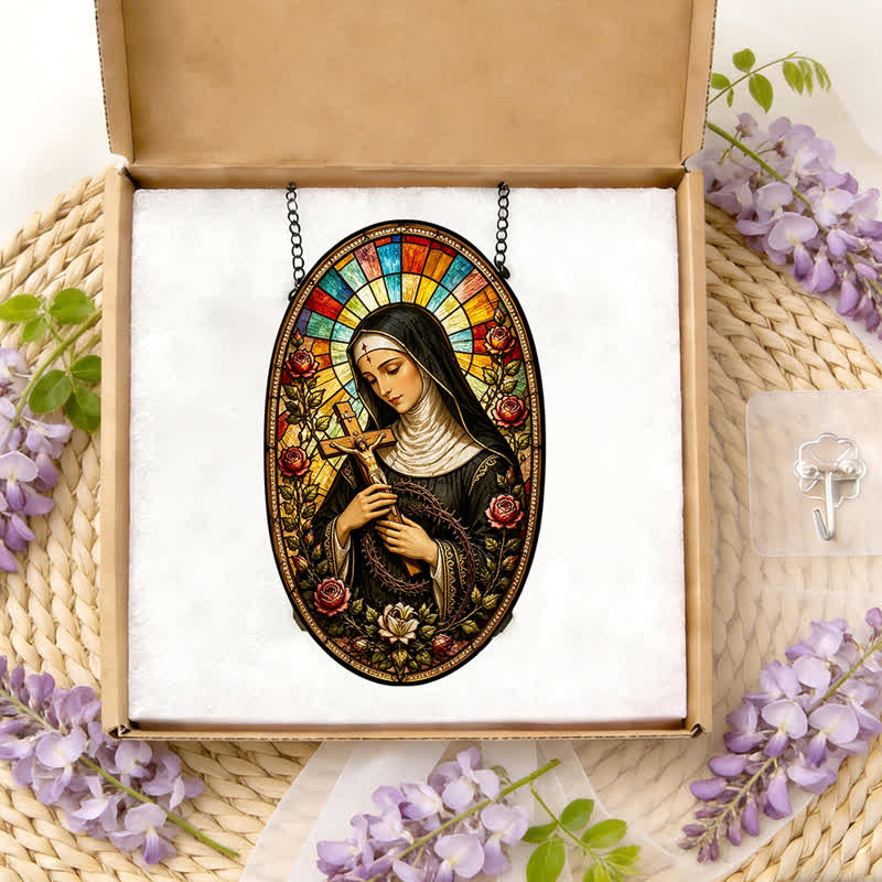 Christianartworkshop Decorative Hanging Our Lady Sacred Glass Suncatcher: Carrier of Quiet Devotion - image 8