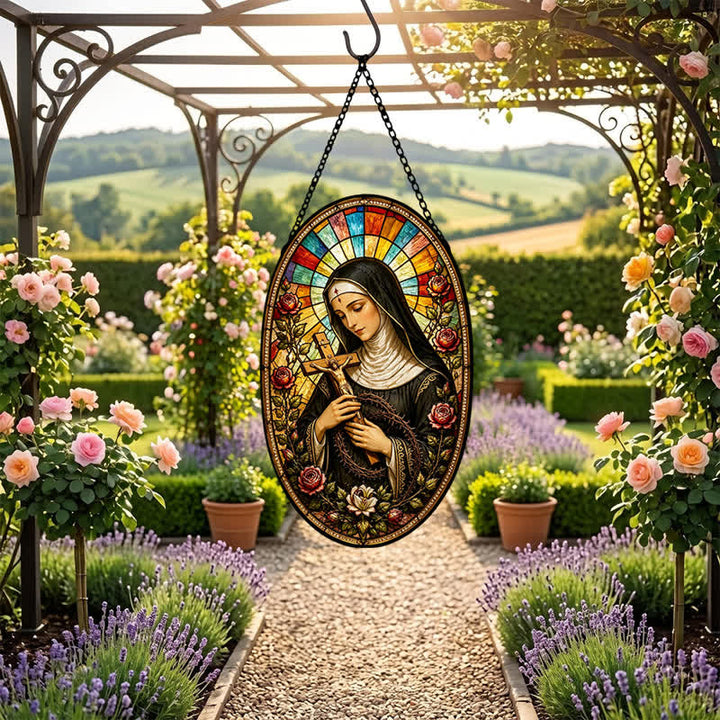 Christianartworkshop Decorative Hanging Our Lady Sacred Glass Suncatcher: Carrier of Quiet Devotion - image 6