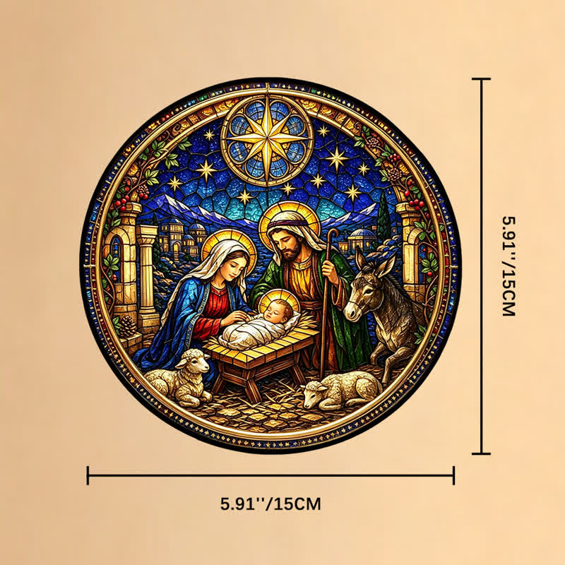 Christianartworkshop Star of Bethlehem Nativity Glass Suncatcher: Emblem of Gentle Divine Promise - 5.91''*5.91''*0.14''/15*15*0.35cm - image 7