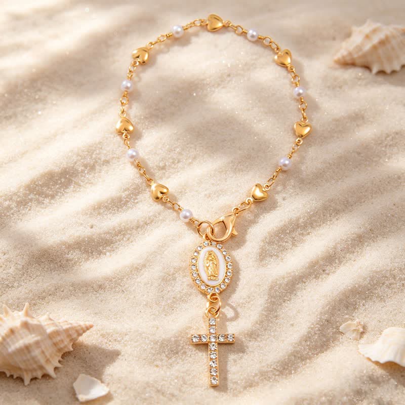 Christianartworkshop Oval Gem Rim Our Lady Cross Car Charm: Sign of Steady Divine Comfort - White - image 5