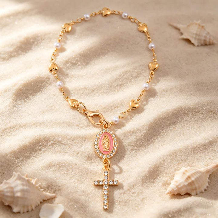 Christianartworkshop Oval Gem Rim Our Lady Cross Car Charm: Sign of Steady Divine Comfort - Pink - image 6