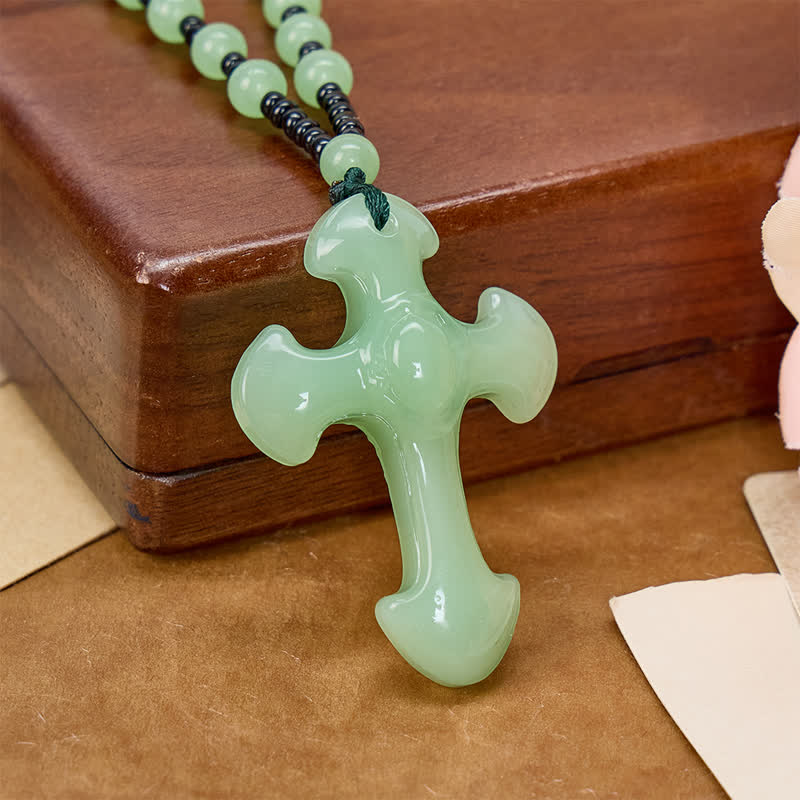 Christianartworkshop Polished Relief Glass Cross Bead Pendant: Sign of Steady Divine Guardianship - image 7