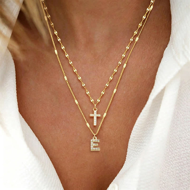 Christianartworkshop Layered Copper Cross Letter Pendant Necklace: Messenger of Gentle Heavenly Calm - E - image 7