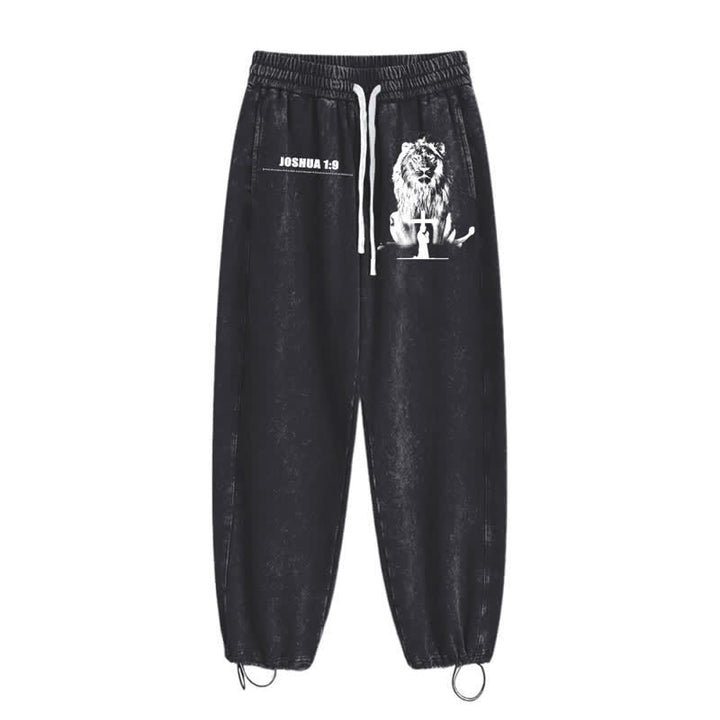 Christianartworkshop Joshua 1:9 Lion Courage Relaxed Fit Washed Sweatpants - image 10