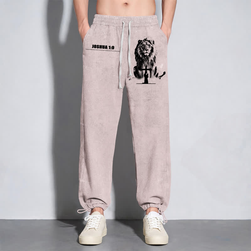 Christianartworkshop Joshua 1:9 Lion Courage Relaxed Fit Washed Sweatpants - image 6