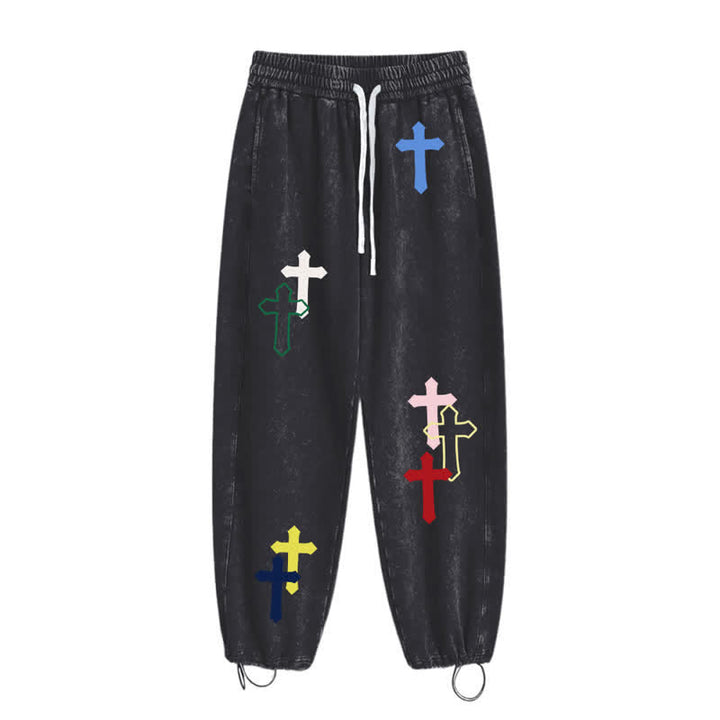 Christianartworkshop Multicolor Cross Streetwear Relaxed Fit Washed Sweatpants - image 11