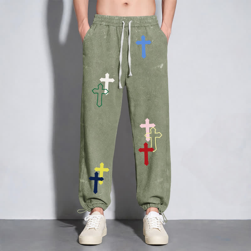 Christianartworkshop Multicolor Cross Streetwear Relaxed Fit Washed Sweatpants - image 24