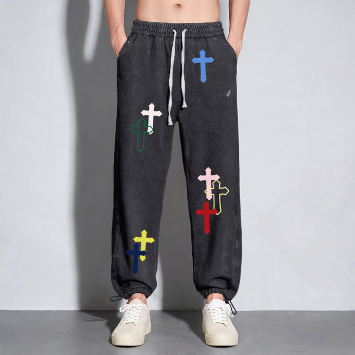 Christianartworkshop Multicolor Cross Streetwear Relaxed Fit Washed Sweatpants - image 14