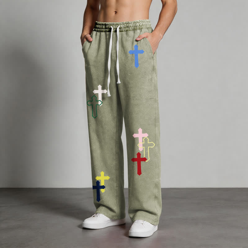 Christianartworkshop Multicolor Cross Streetwear Relaxed Fit Washed Sweatpants - image 22
