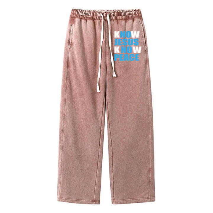 Christianartworkshop Know Jesus Know Peace Olive Washed Sweatpants - Brown - 2XL - image 26