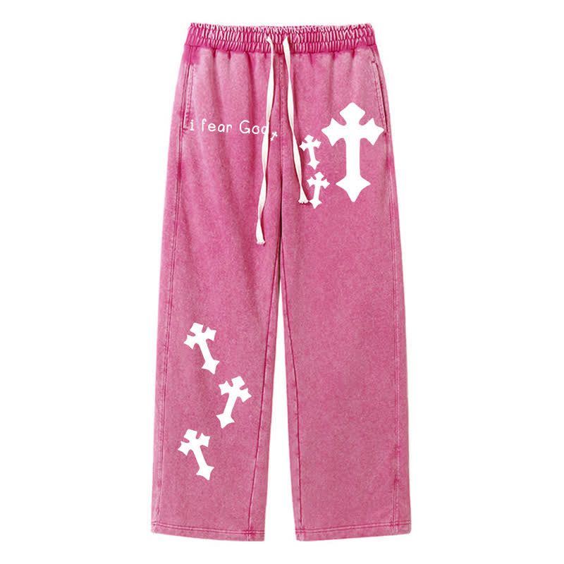 Christianartworkshop I Fear God Cross Print Pink Washed Sweatpants - Rose - 2XL - image 18