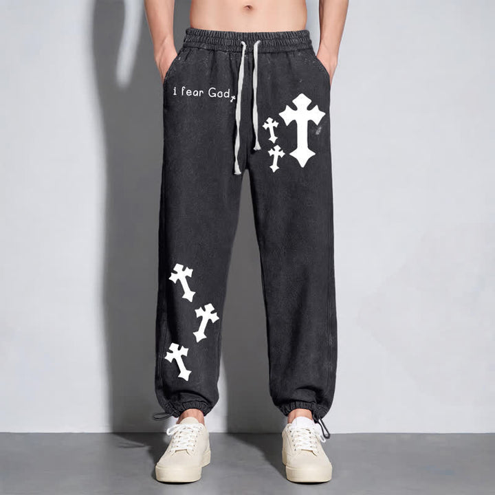Christianartworkshop I Fear God Cross Print Pink Washed Sweatpants - image 14