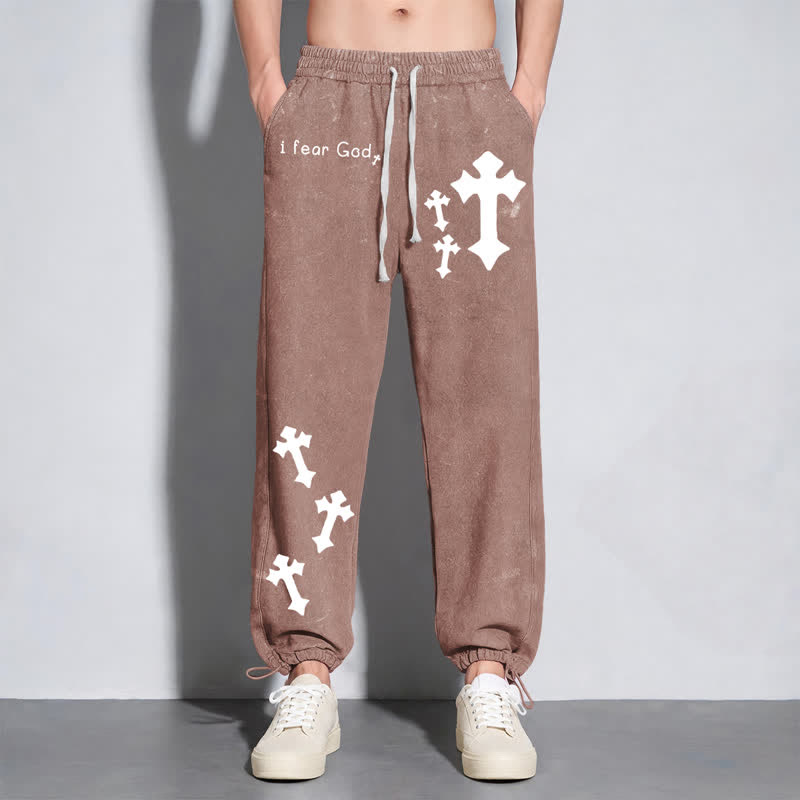 Christianartworkshop I Fear God Cross Print Pink Washed Sweatpants - image 48