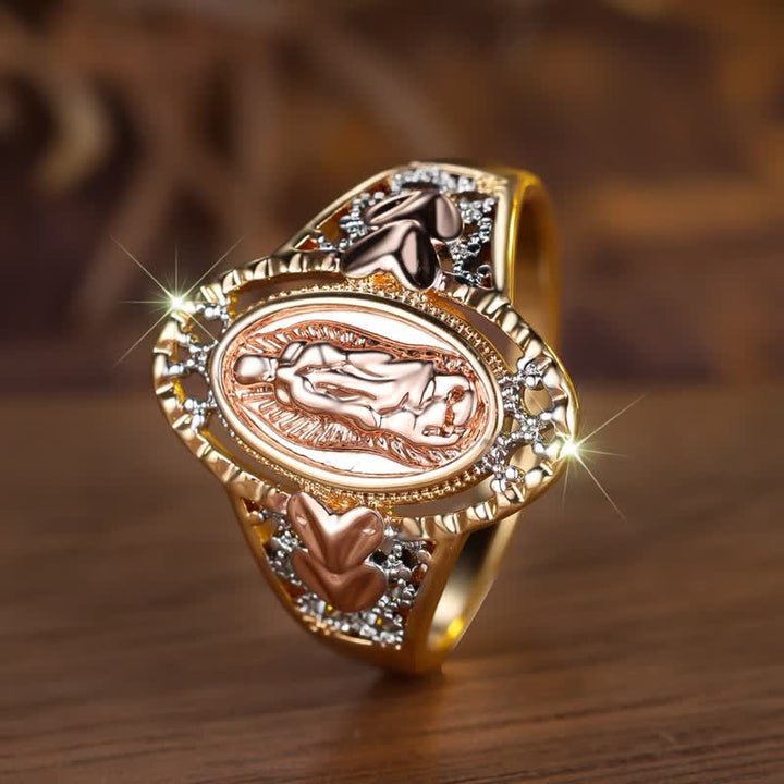 Christianartworkshop Our Lady of Guadalupe Enameled Devotional Ring with Floral Accents: A Symbol of Marian Grace & Divine Protection - image 6