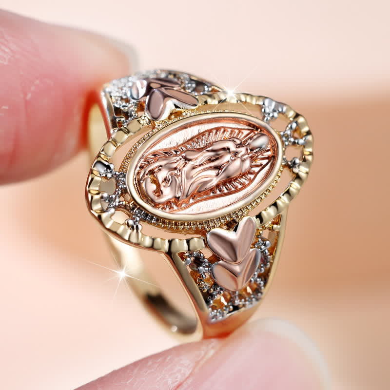 Christianartworkshop Our Lady of Guadalupe Enameled Devotional Ring with Floral Accents: A Symbol of Marian Grace & Divine Protection - image 9