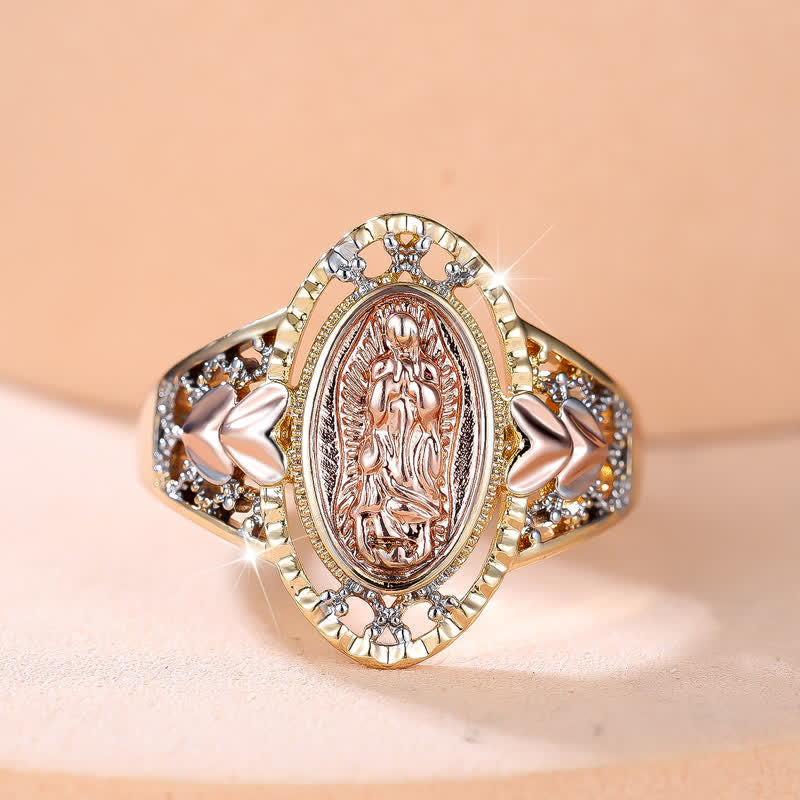Christianartworkshop Our Lady of Guadalupe Enameled Devotional Ring with Floral Accents: A Symbol of Marian Grace & Divine Protection - image 10