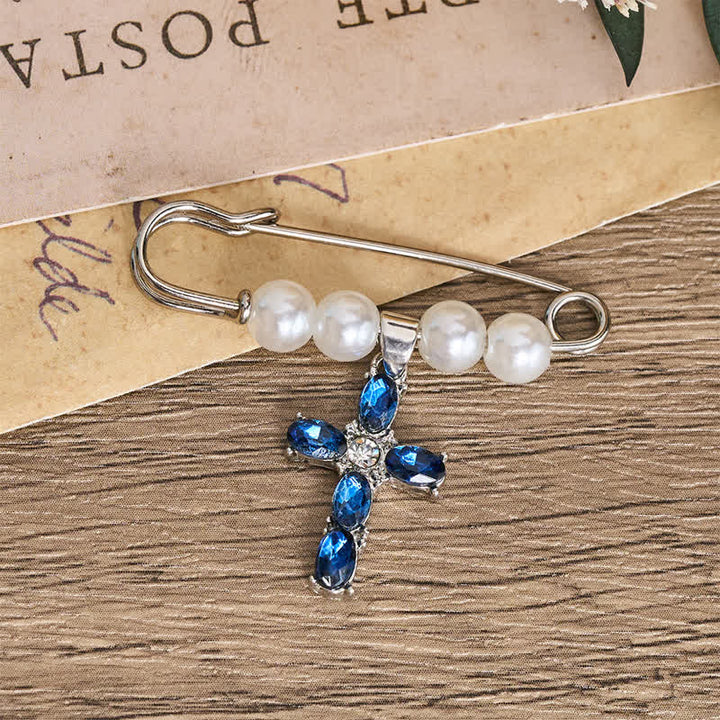Christianartworkshop Pearl Keepsake Brooch Charm with Heavenly Symbols: Symbol of Gentle Guardianship - Cross - image 5