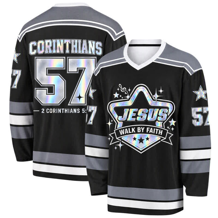 Christianartworkshop Walk By Faith Holographic 57 Hockey Jersey - 5XL - image 0