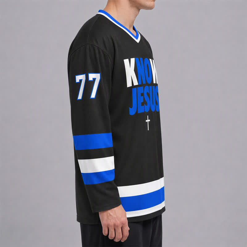 Christianartworkshop Know Jesus Know Peace Statement Hockey Jersey - image 6