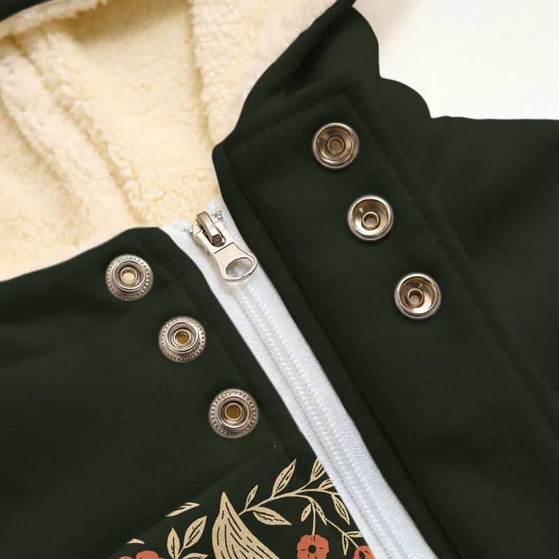 Christianartworkshop Black Floral Cross & Holy Spirit Hooded Fleece Winter Jacket Coat - image 5
