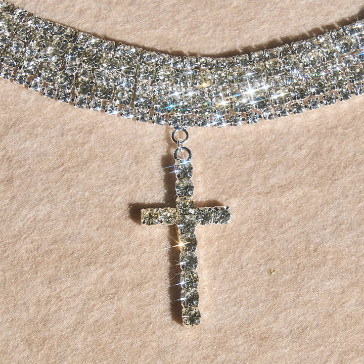 Christianartworkshop Dazzling Rhinestone Cross Choker Necklace: Token of Unfailing Heavenly Grace - image 4