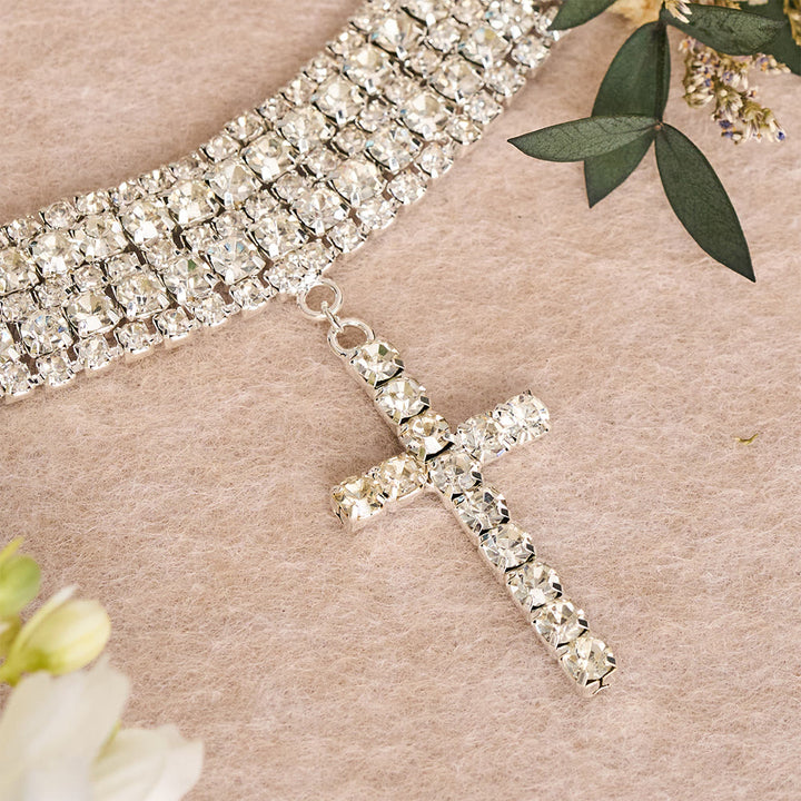 Christianartworkshop Dazzling Rhinestone Cross Choker Necklace: Token of Unfailing Heavenly Grace - image 3