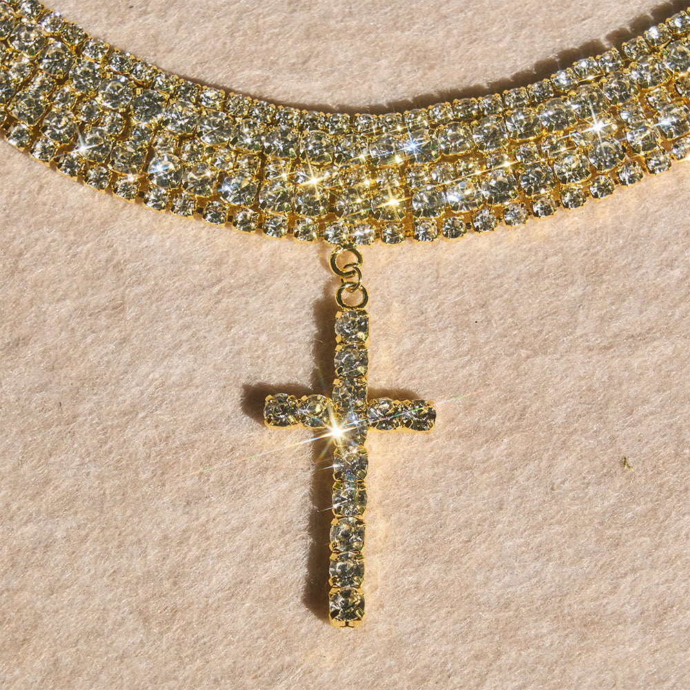 Christianartworkshop Dazzling Rhinestone Cross Choker Necklace: Token of Unfailing Heavenly Grace - image 6