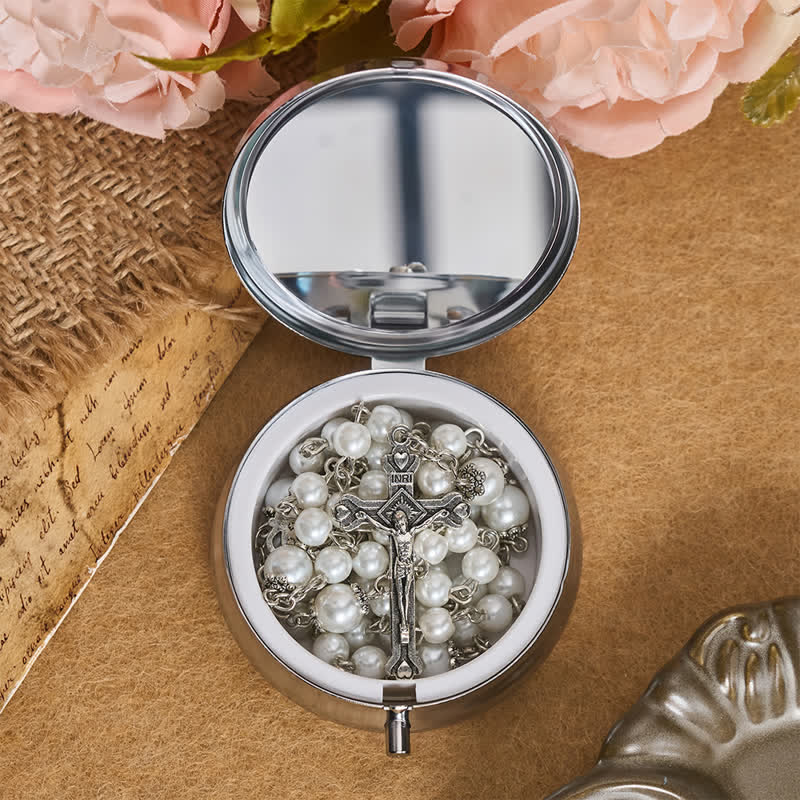 Christianartworkshop Ornate Alloy & Pearl Our Lady Rosary Storage Kit: Sign of Steadfast Celestial Shelter - image 10
