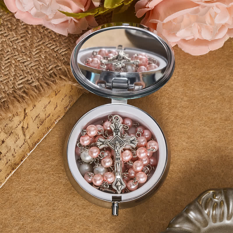 Christianartworkshop Ornate Alloy & Pearl Our Lady Rosary Storage Kit: Sign of Steadfast Celestial Shelter - image 6