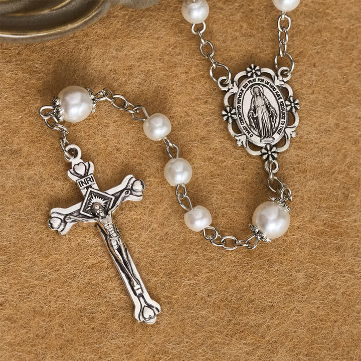 Christianartworkshop Ornate Alloy & Pearl Our Lady Rosary Storage Kit: Sign of Steadfast Celestial Shelter - image 12