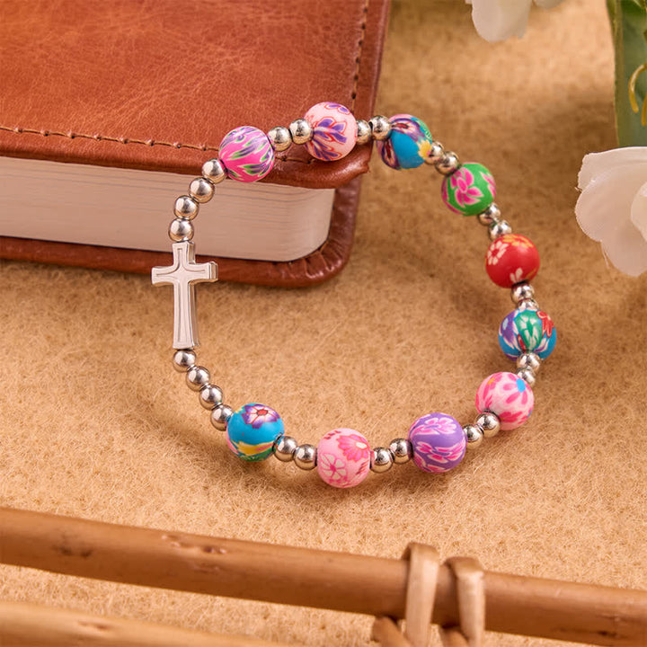 Christianartworkshop Floral Pattern Bracelet With Cross & Holy Spirit: Carrier Of Soft Divine Shelter - image 2