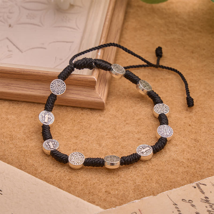 Christianartworkshop Deep Tone Cord St. Benedict Alloy Medallion Bracelet: Sign Of Resolute Sacred Shelter - image 5