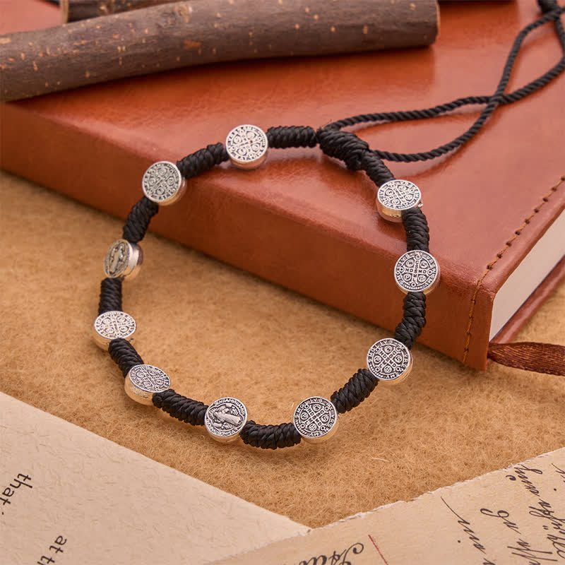 Christianartworkshop Deep Tone Cord St. Benedict Alloy Medallion Bracelet: Sign Of Resolute Sacred Shelter - image 6