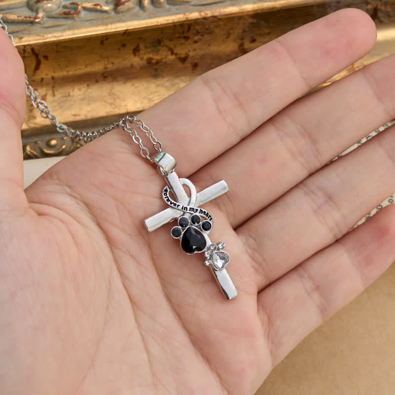 Christianartworkshop Paw Print Memorial Alloy Cross Necklace: Emblem Of Tender Heavenly Remembrance - image 2