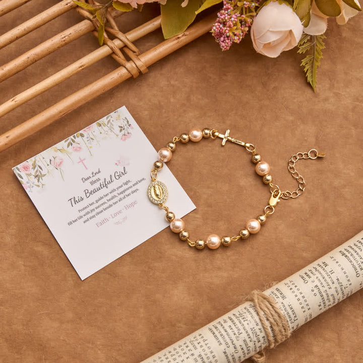 Christianartworkshop Pearl Bracelet With Cross Crucifix And Our Lady Charm: Sign Of Timeless Divine Grace - Our Lady & Crucifix D - image 7