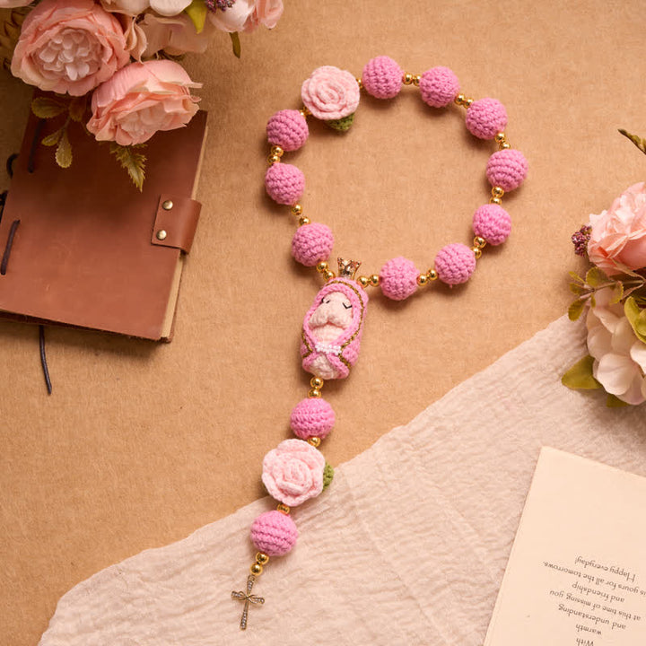 Christianartworkshop Crocheted Rosary With Our Lady & Holy Spirit: Emblem of Gentle Heavenly Tenderness - image 3