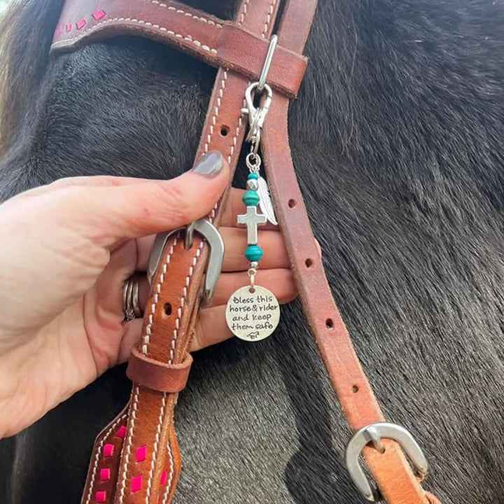 Christianartworkshop Multi‑Use Metal Keychain Horse Saddle and Bridle Charm Clip With Cross Blessing - image 12