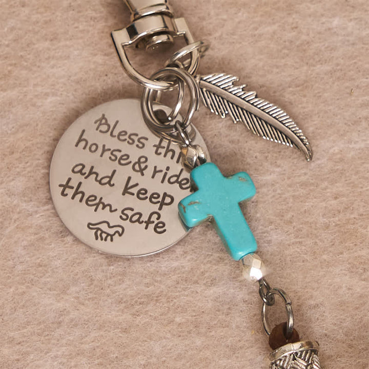 Christianartworkshop Multi‑Use Metal Keychain Horse Saddle and Bridle Charm Clip With Cross Blessing - image 14