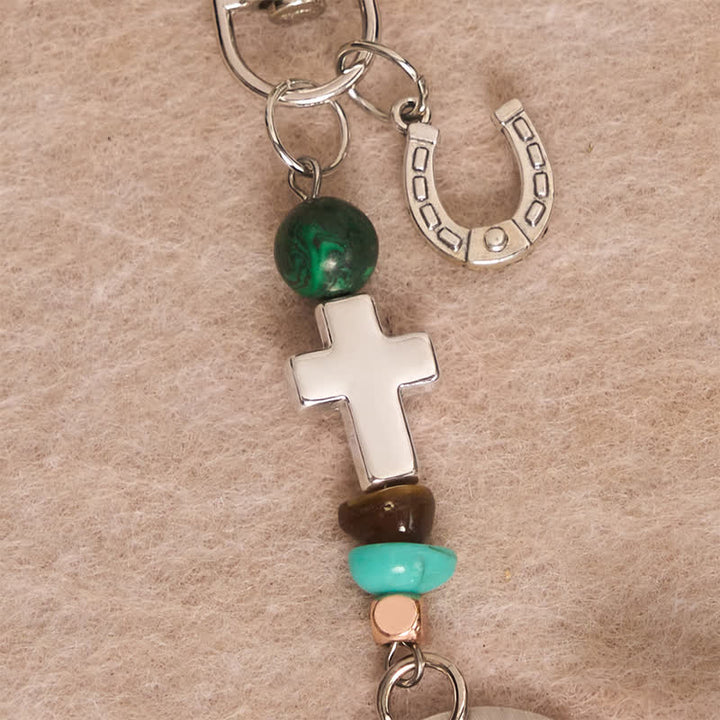 Christianartworkshop Multi‑Use Metal Keychain Horse Saddle and Bridle Charm Clip With Cross Blessing - image 19