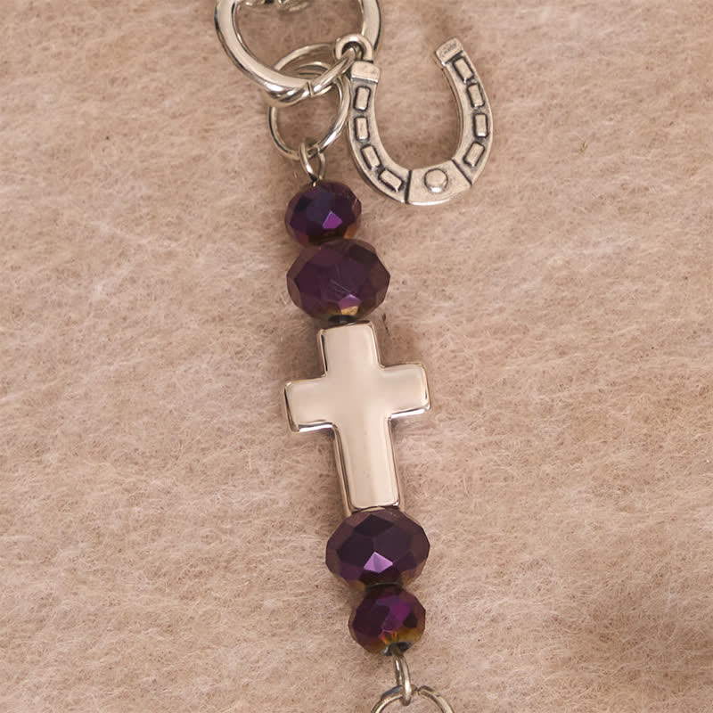 Christianartworkshop Multi‑Use Metal Keychain Horse Saddle and Bridle Charm Clip With Cross Blessing - image 9