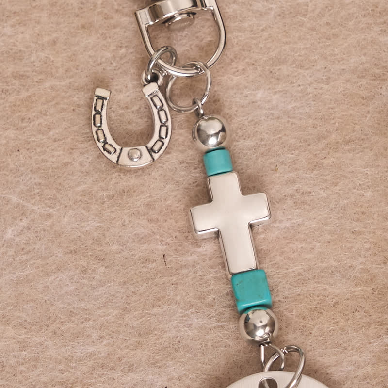 Christianartworkshop Multi‑Use Metal Keychain Horse Saddle and Bridle Charm Clip With Cross Blessing - image 15