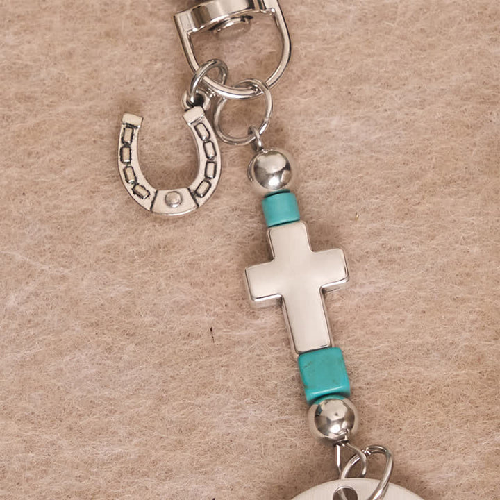Christianartworkshop Multi‑Use Metal Keychain Horse Saddle and Bridle Charm Clip With Cross Blessing - image 15
