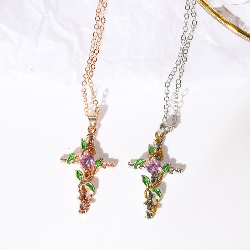 Christianartworkshop Nature Inspired Vine Cross Chain Necklace: Symbol of Rooted Heavenly Shelter - image 2