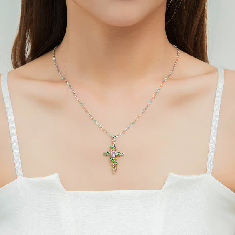 Christianartworkshop Nature Inspired Vine Cross Chain Necklace: Symbol of Rooted Heavenly Shelter - image 1
