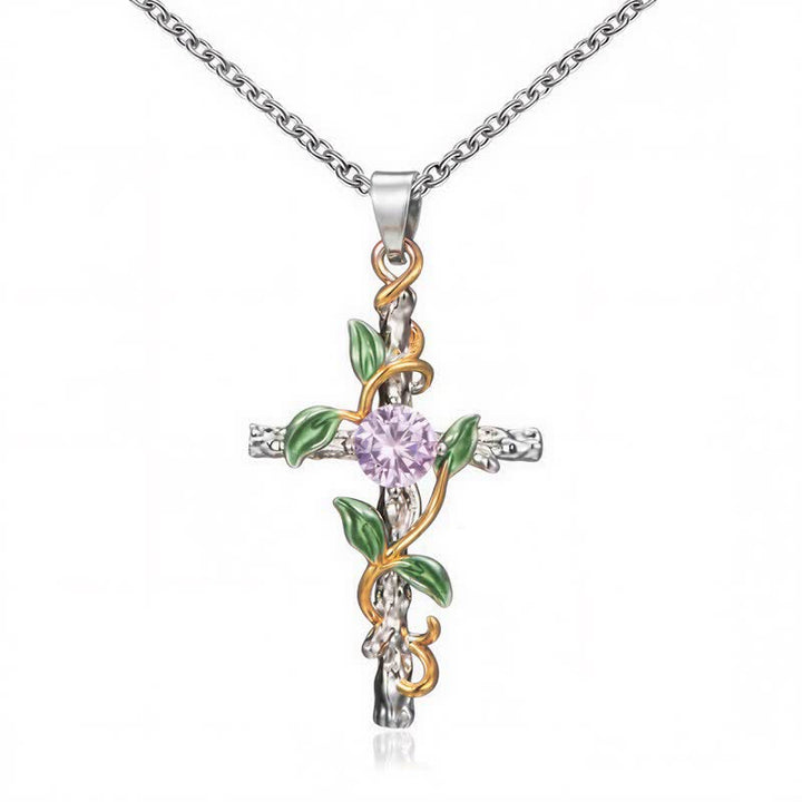 Christianartworkshop Nature Inspired Vine Cross Chain Necklace: Symbol of Rooted Heavenly Shelter - Golden & Silver - image 3