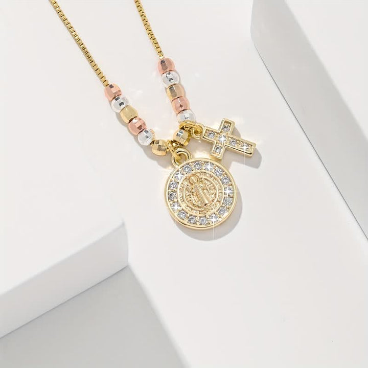 Christianartworkshop Mixed‑Bead St. Benedict Cross Pendant Necklace: Sign of Everlasting Sacred Safeguard - image 6