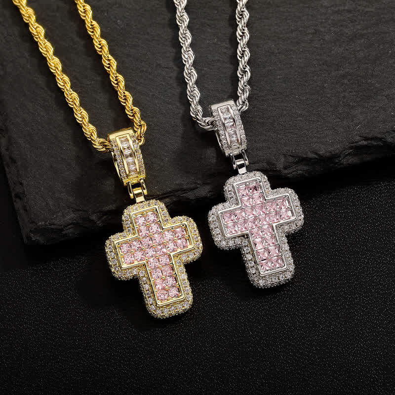 Christianartworkshop Encircled Square Gem Block Cross Necklace: Badge of Glorious Heavenly Fortitude - image 2