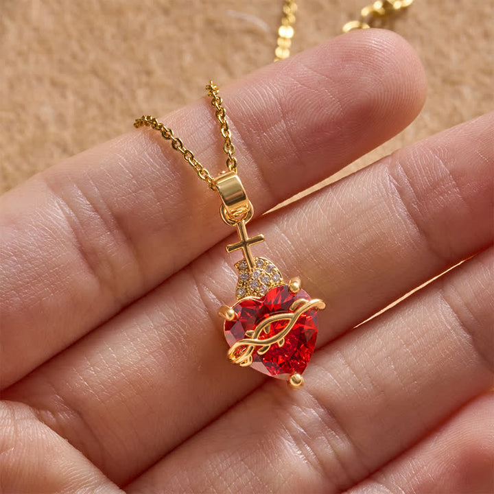 Christianartworkshop Thorn & Cross Sacred Heart Gold-Tone Necklace: Symbol of Quiet Divine Tenderness - image 3